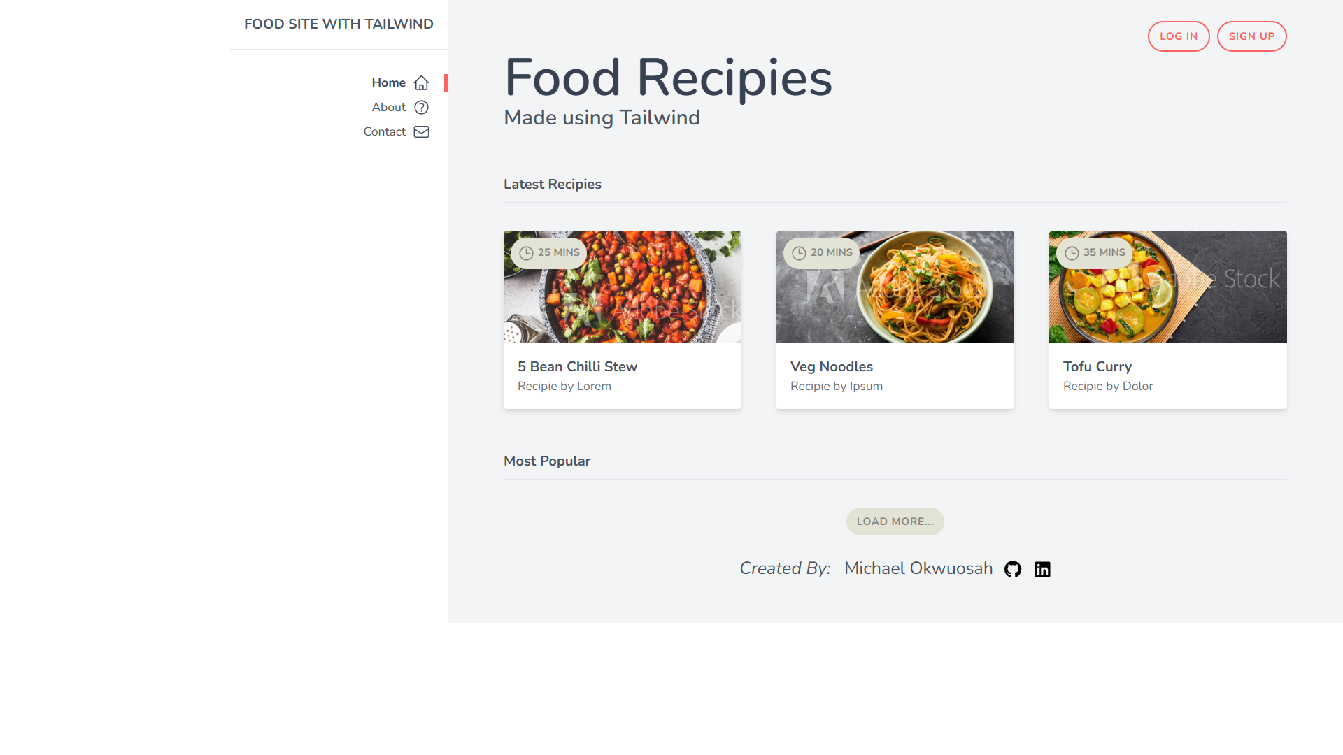 Foodsite With Tailwind